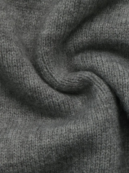 Grey Star Pattern Dropped Shoulder Crew Neck Sweater - Bitsy Gypsy Boutique