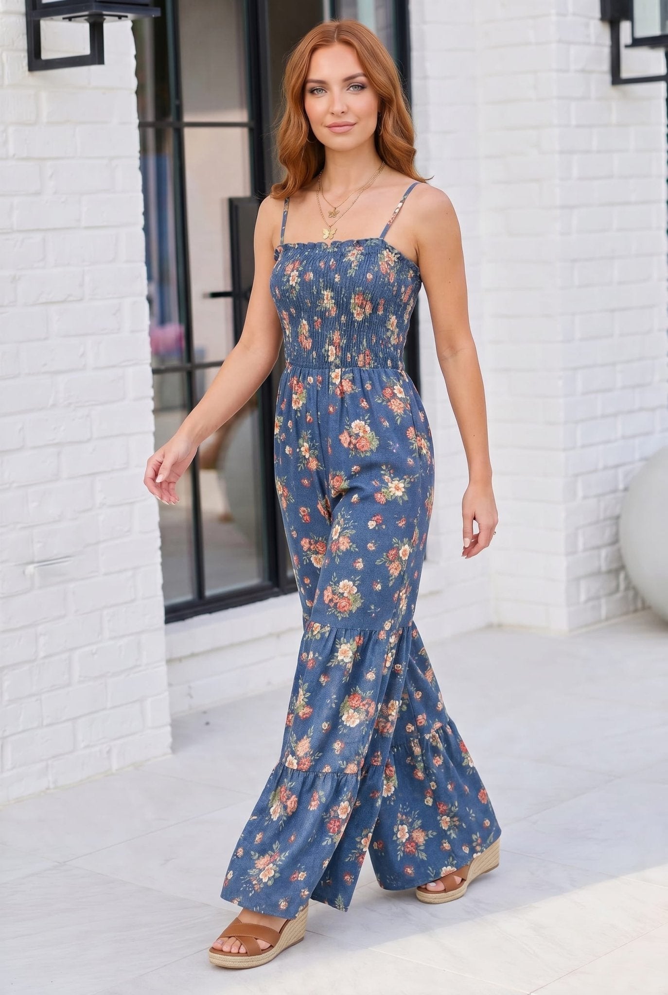 Groovy Florals Smocked Jumpsuit - Bitsy Gypsy Boutique