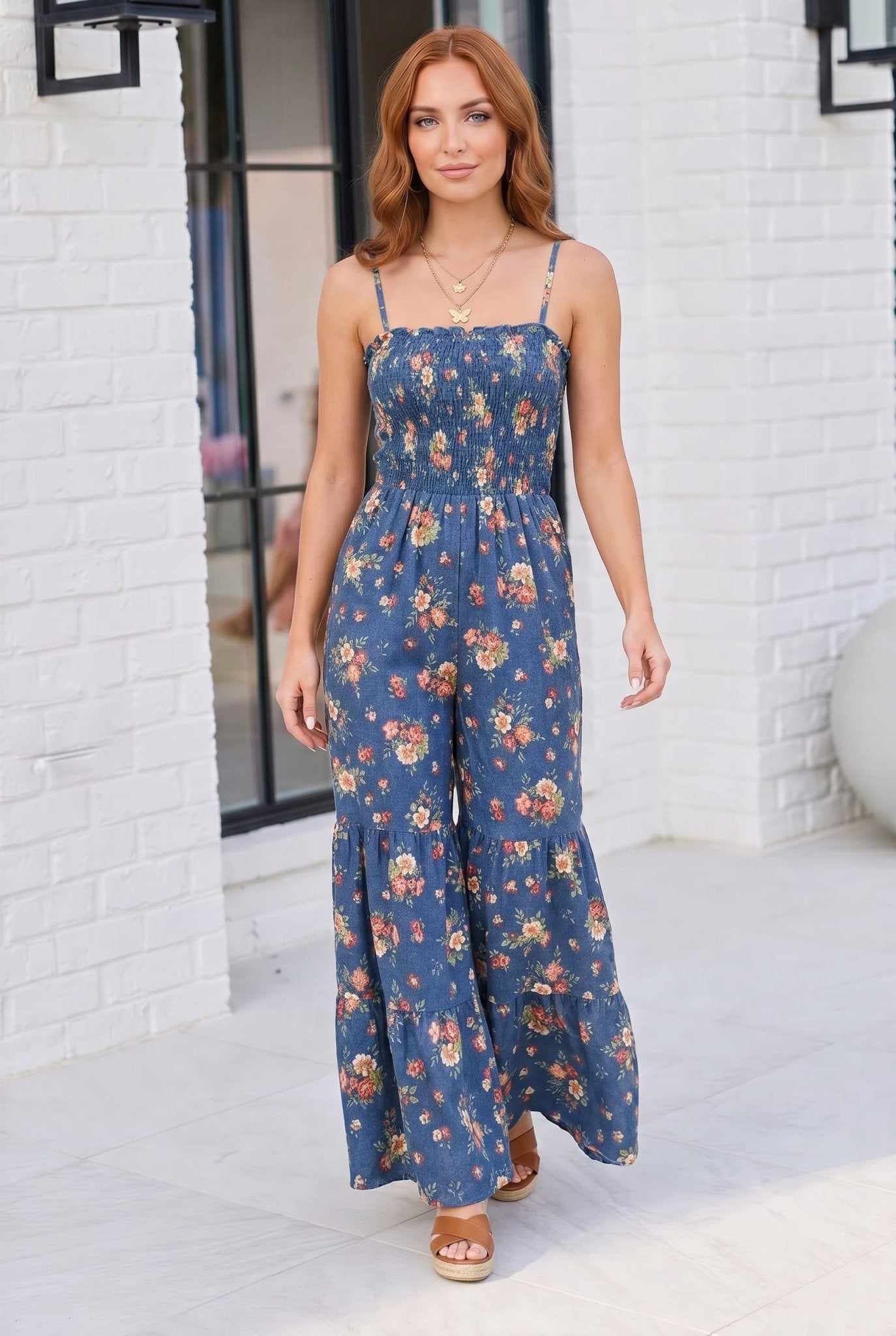 Groovy Florals Smocked Jumpsuit - Bitsy Gypsy Boutique