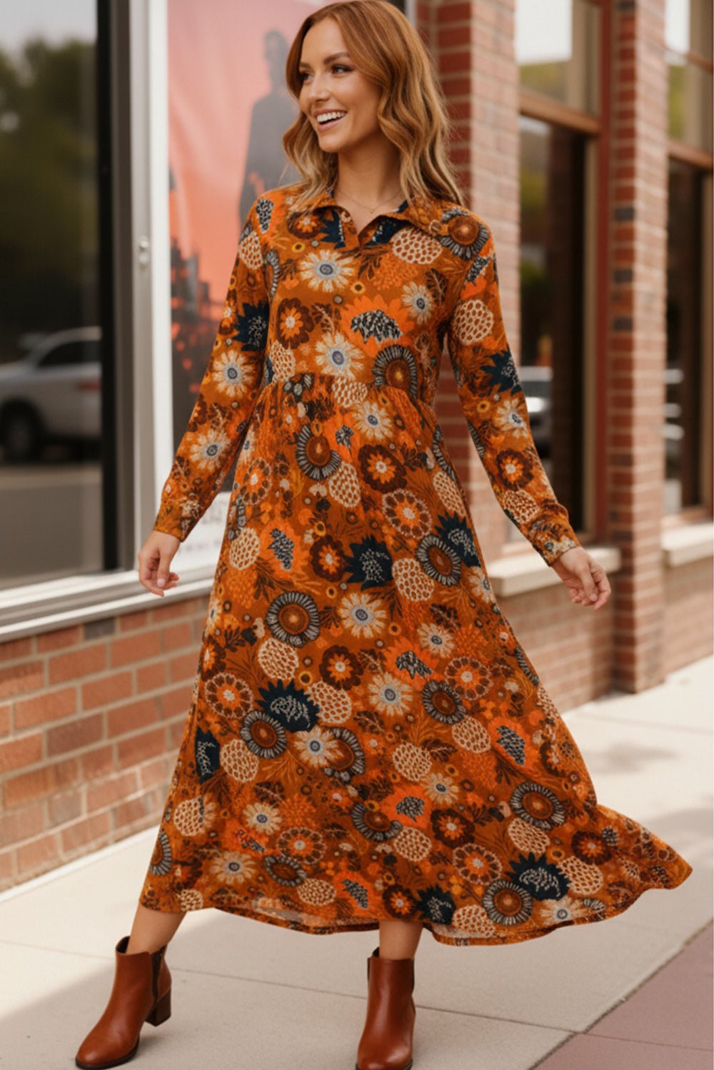 Groovy Garden Rust Maxi Dress - Bitsy Gypsy Boutique