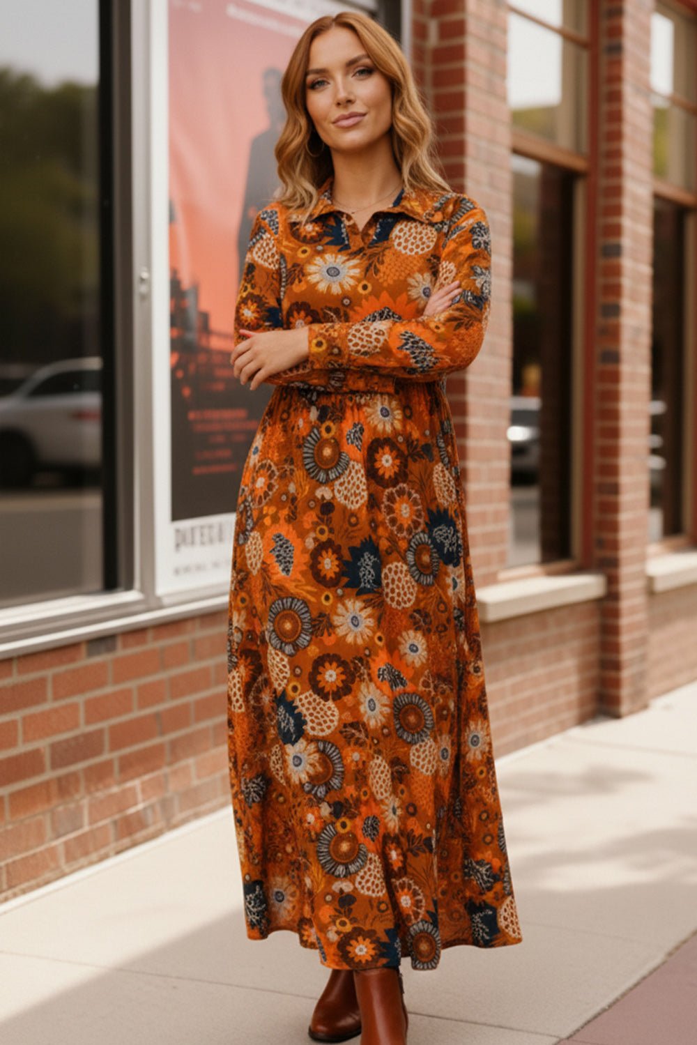 Groovy Garden Rust Maxi Dress - Bitsy Gypsy Boutique