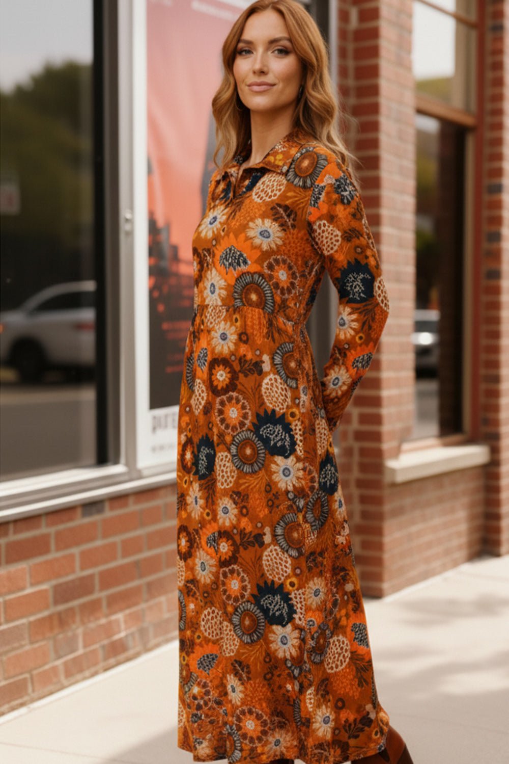 Groovy Garden Rust Maxi Dress - Bitsy Gypsy Boutique