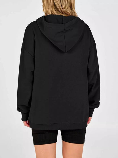 Half Snap Dropped Shoulder Hoodie - Bitsy Gypsy Boutique