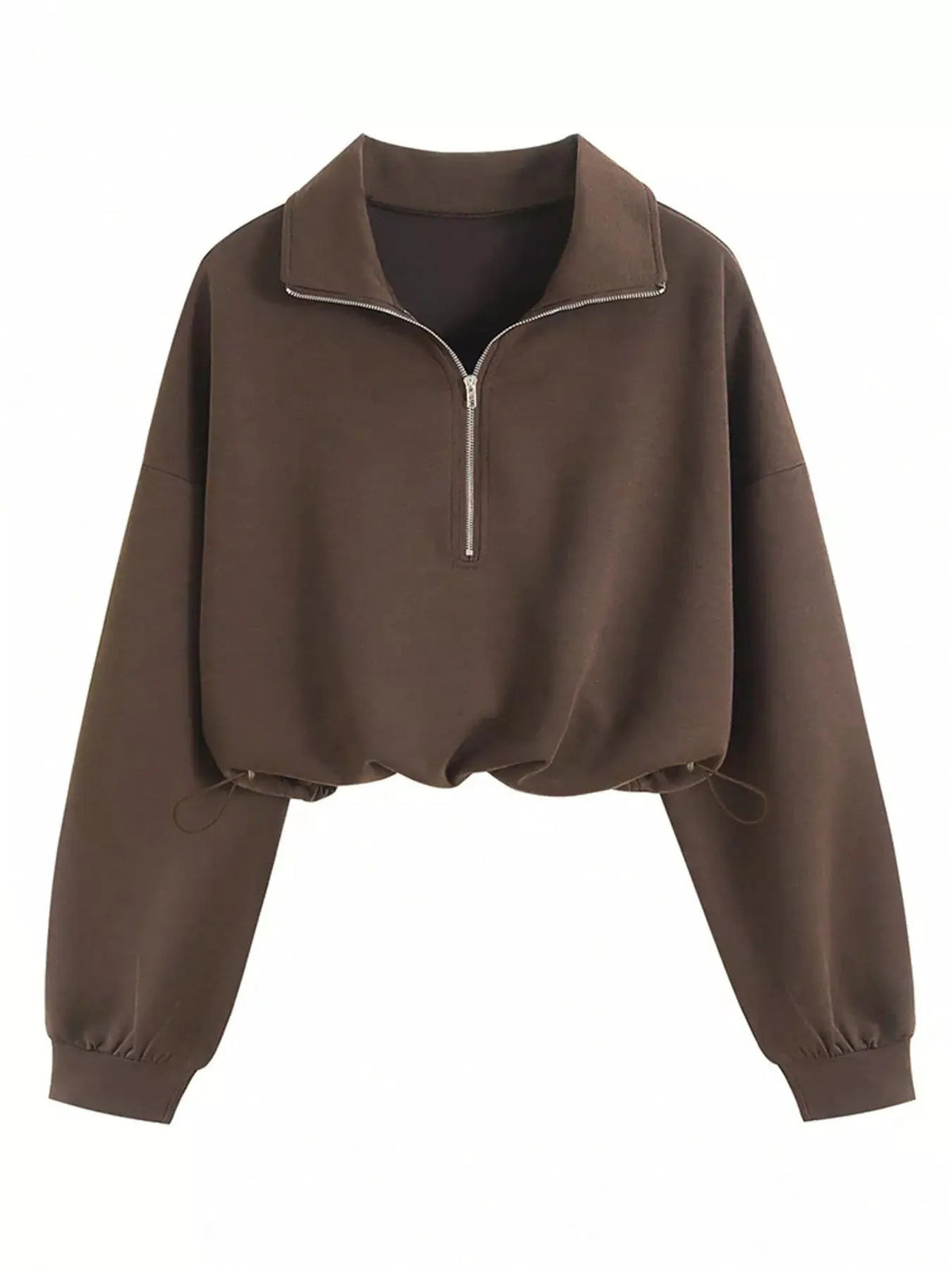 Half Zip Drawstring Hem Sweatshirt - Bitsy Gypsy Boutique