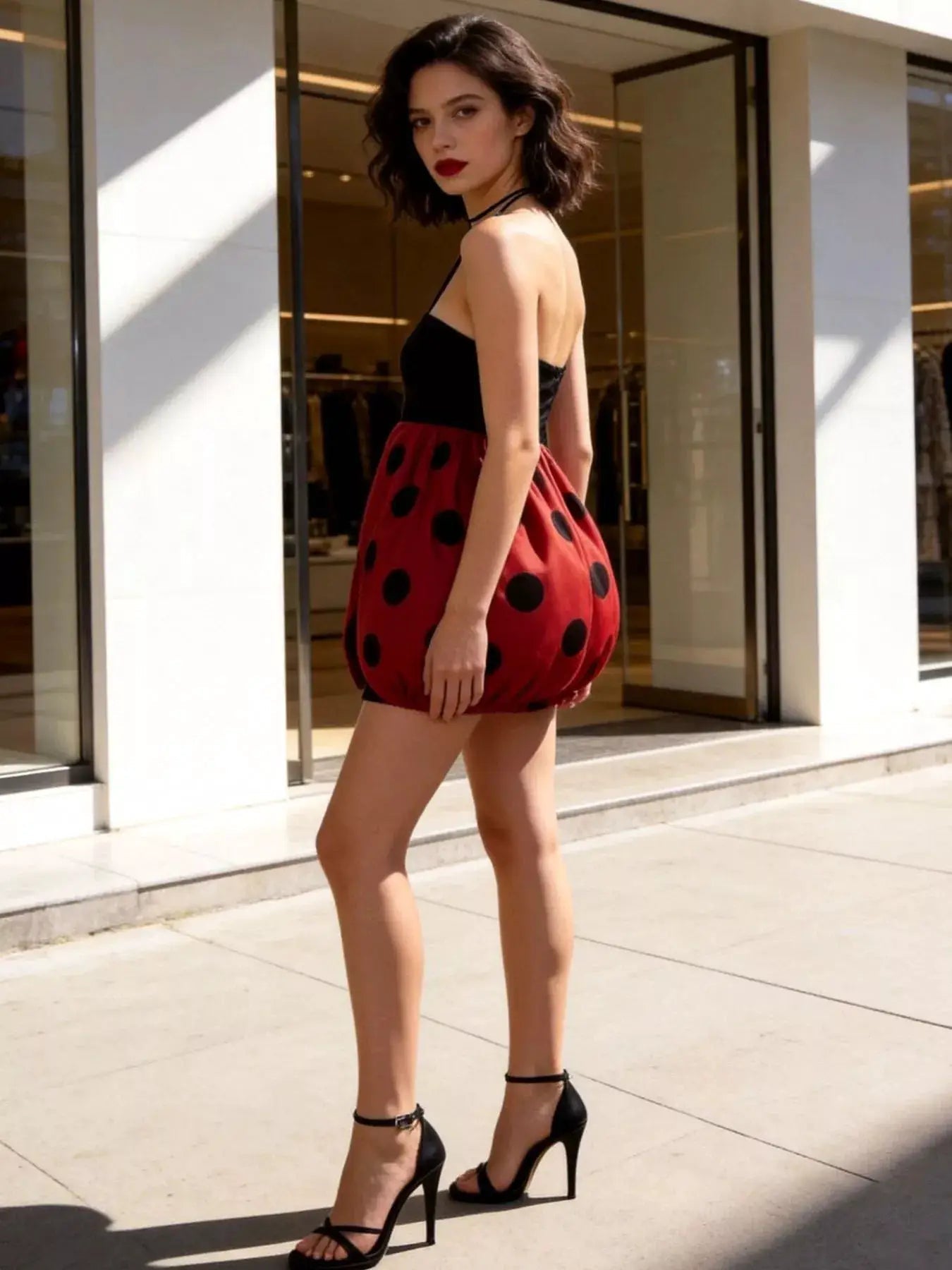 Halloween Ladybug Halter Neck Bubble Dress - Bitsy Gypsy Boutique