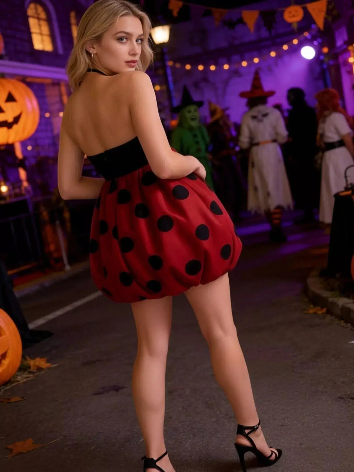 Halloween Ladybug Halter Neck Bubble Dress - Bitsy Gypsy Boutique