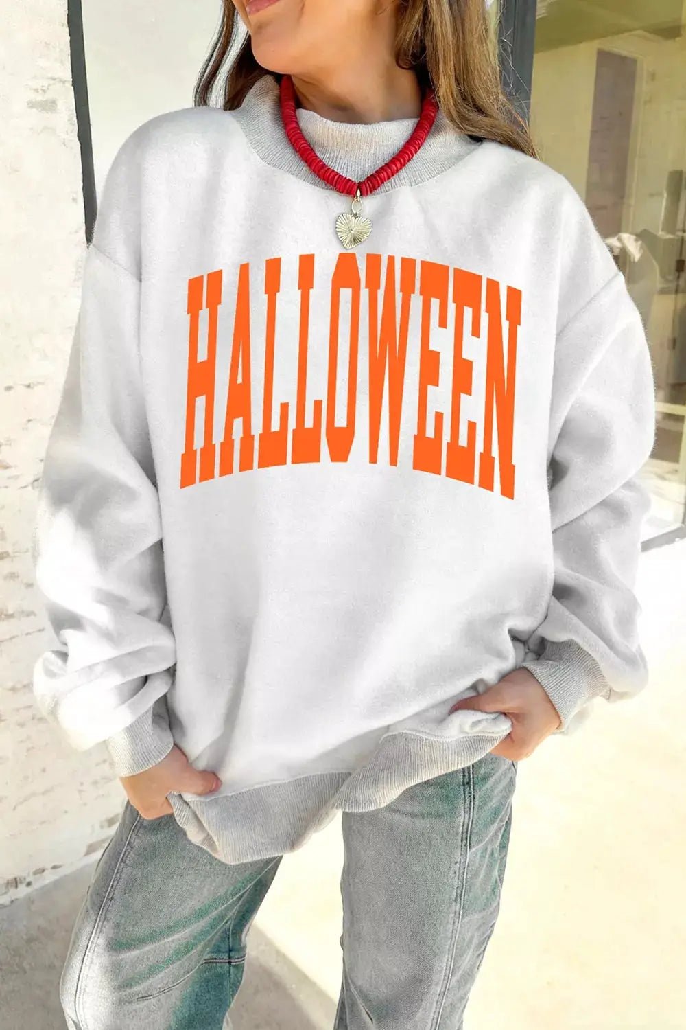 Halloween Pumpkin Face Print Mock Neck Reversible Sweatshirt - Bitsy Gypsy Boutique