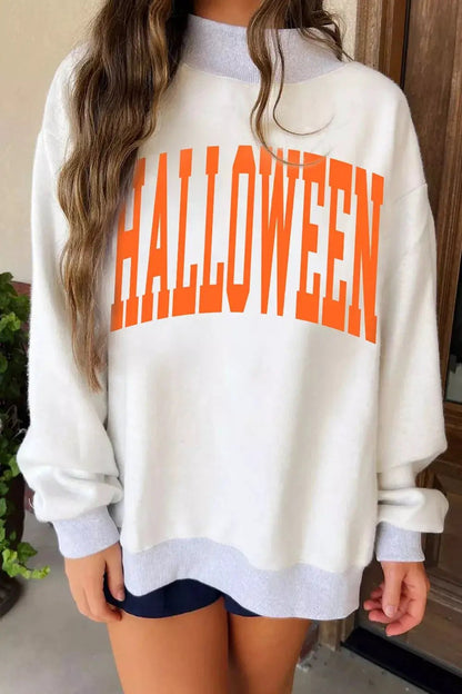 Halloween Pumpkin Face Print Mock Neck Reversible Sweatshirt - Bitsy Gypsy Boutique
