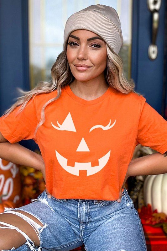 Halloween Wink Pumpkin Graphic Tee - Bitsy Gypsy Boutique