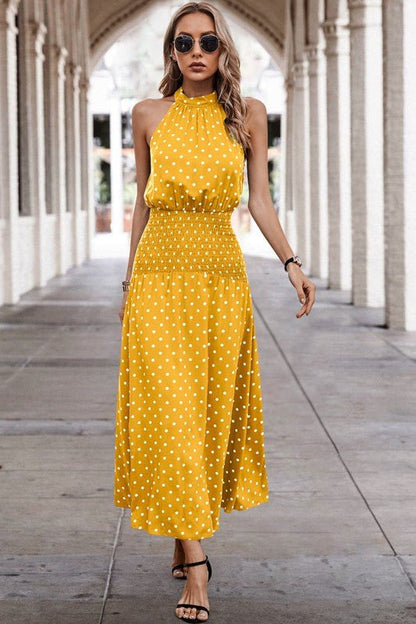 Halter Polka Dot Polka Dot Maxi Dress - Bitsy Gypsy Boutique