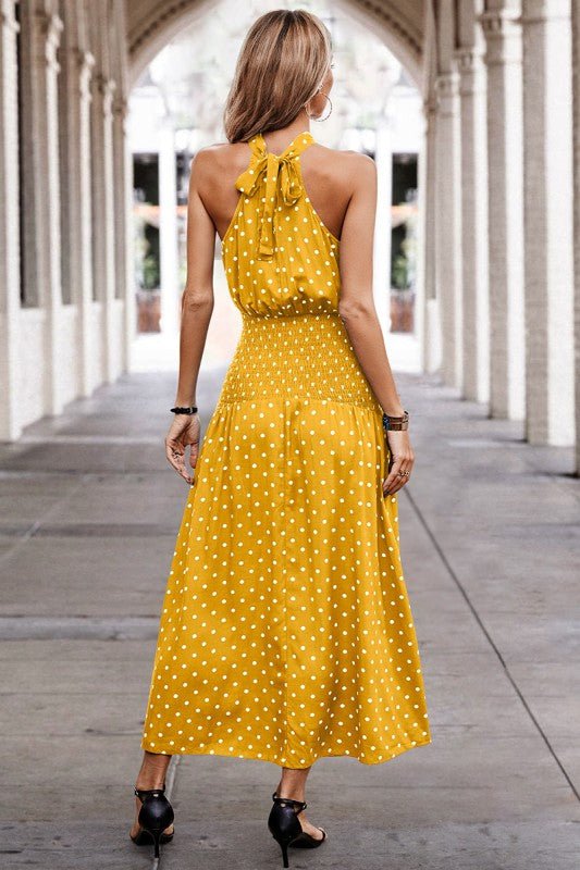 Halter Polka Dot Polka Dot Maxi Dress - Bitsy Gypsy Boutique