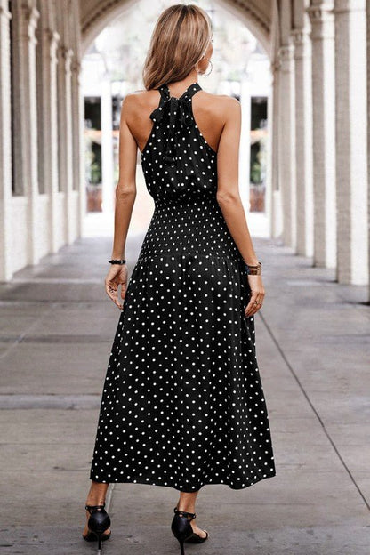 Halter Polka Dot Polka Dot Maxi Dress - Bitsy Gypsy Boutique