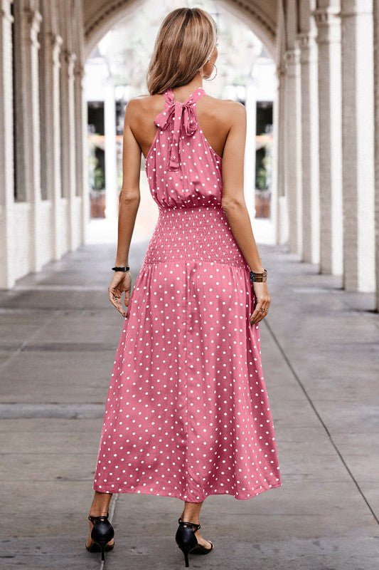 Halter Polka Dot Polka Dot Maxi Dress - Bitsy Gypsy Boutique