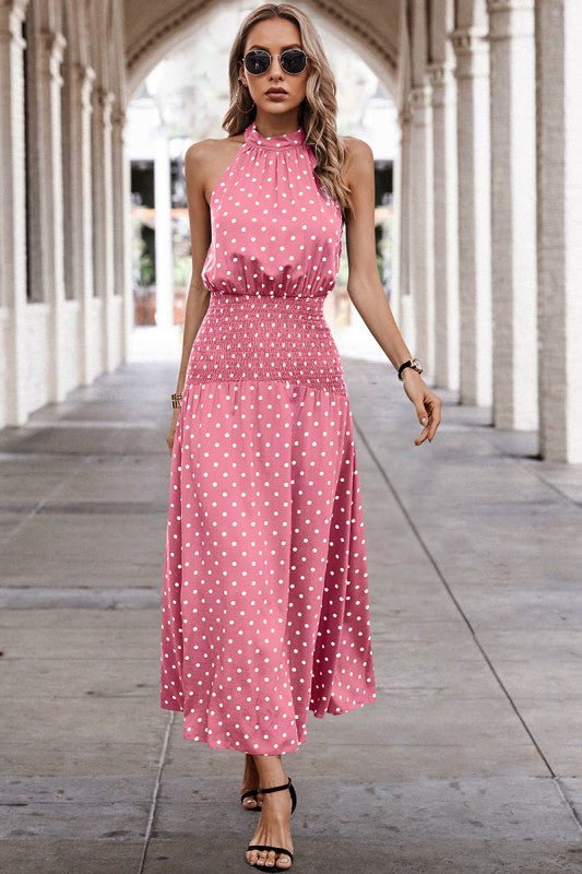 Halter Polka Dot Polka Dot Maxi Dress - Bitsy Gypsy Boutique