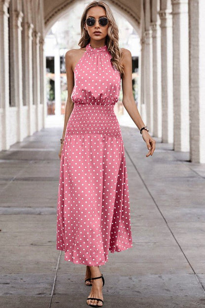 Halter Polka Dot Polka Dot Maxi Dress - Bitsy Gypsy Boutique