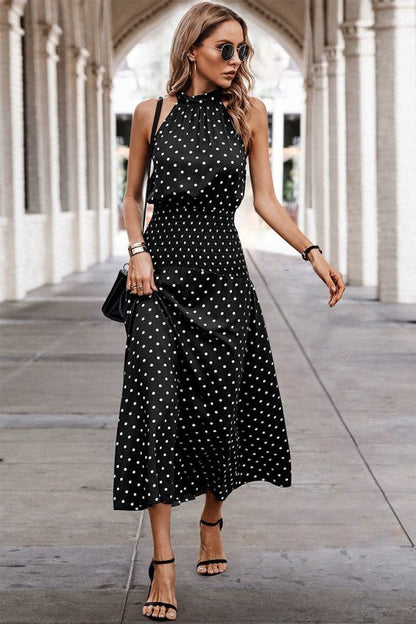 Halter Polka Dot Polka Dot Maxi Dress - Bitsy Gypsy Boutique