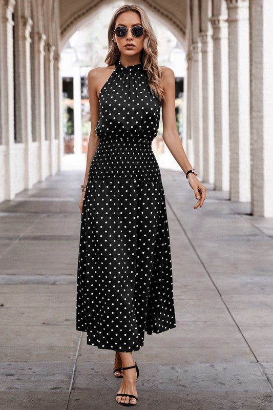 Halter Polka Dot Polka Dot Maxi Dress - Bitsy Gypsy Boutique