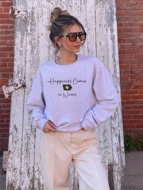 Happiness Comes in Waves Cozy Sweatshirt - Bitsy Gypsy Boutique