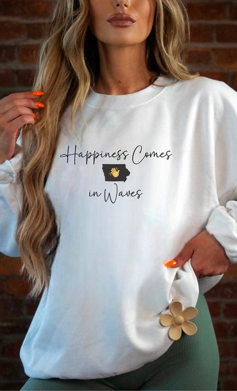 Happiness Comes in Waves Cozy Sweatshirt - Bitsy Gypsy Boutique