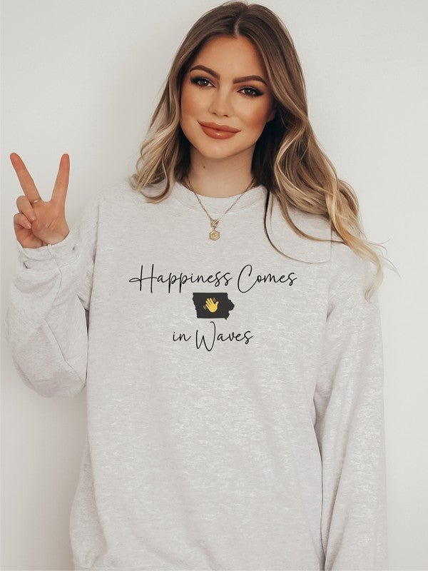 Happiness Comes in Waves Cozy Sweatshirt - Bitsy Gypsy Boutique