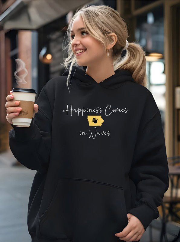 Happiness Comes in Waves Hoodie Sweatshirt - Bitsy Gypsy Boutique