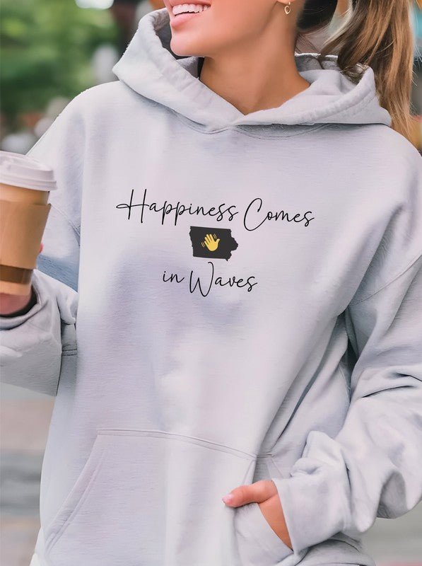 Happiness Comes in Waves Hoodie Sweatshirt - Bitsy Gypsy Boutique