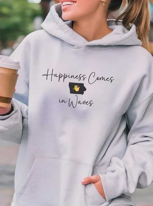 Happiness Comes in Waves Hoodie Sweatshirt - Bitsy Gypsy Boutique