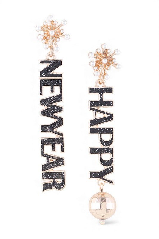 Happy New Year Glitter Iconic Earrings - Bitsy Gypsy Boutique