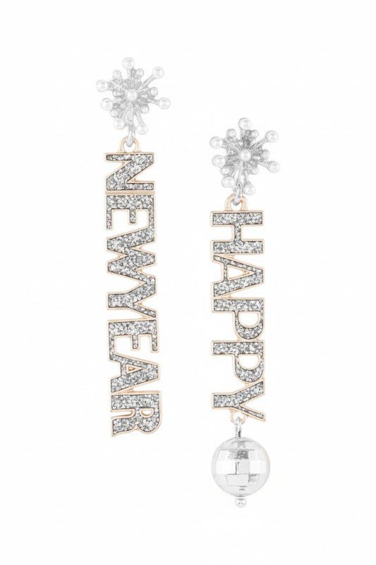 Happy New Year Glitter Iconic Earrings - Bitsy Gypsy Boutique