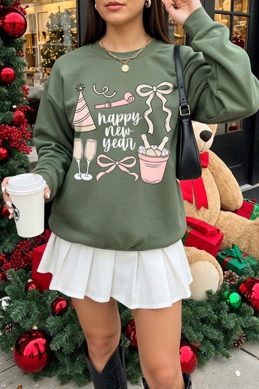 Happy New Year Graphic Sweatshirt - Bitsy Gypsy Boutique