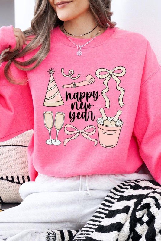 Happy New Year Graphic Sweatshirt - Bitsy Gypsy Boutique