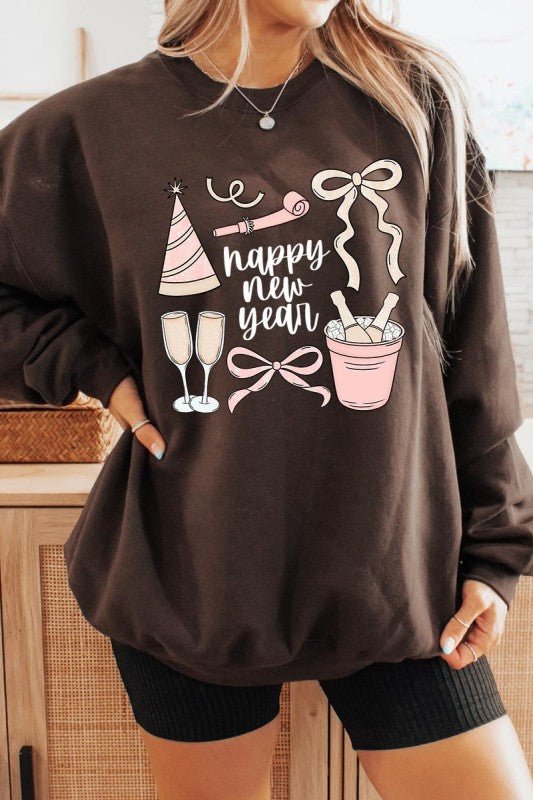 Happy New Year Graphic Sweatshirt - Bitsy Gypsy Boutique