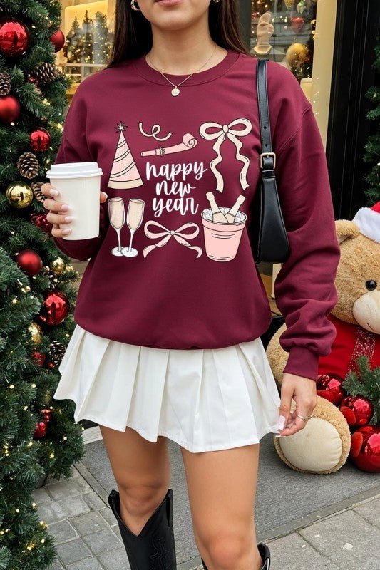 Happy New Year Graphic Sweatshirt - Bitsy Gypsy Boutique
