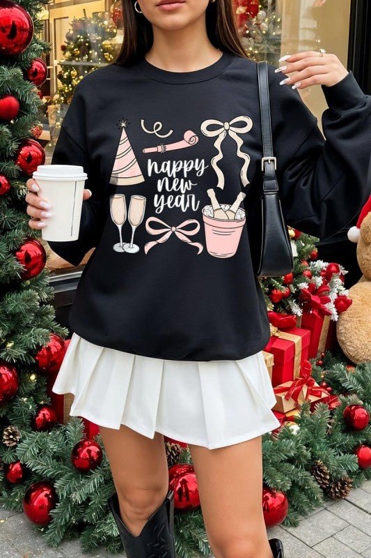 Happy New Year Graphic Sweatshirt - Bitsy Gypsy Boutique
