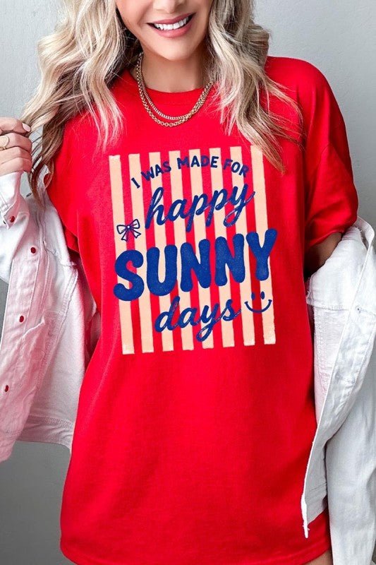 Happy Sunny Days Graphic Heavy Cotton Tee - Bitsy Gypsy Boutique