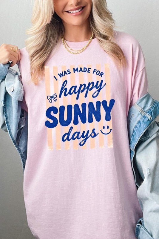 Happy Sunny Days Graphic Heavy Cotton Tee - Bitsy Gypsy Boutique