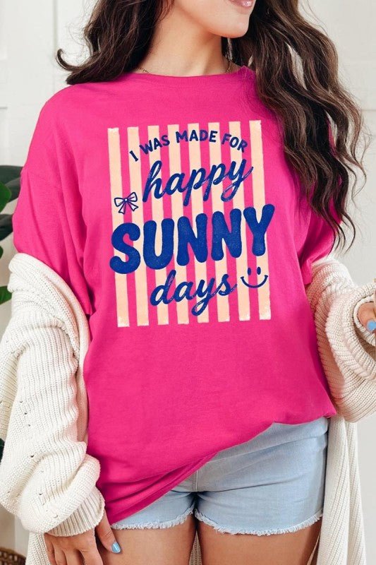 Happy Sunny Days Graphic Heavy Cotton Tee - Bitsy Gypsy Boutique