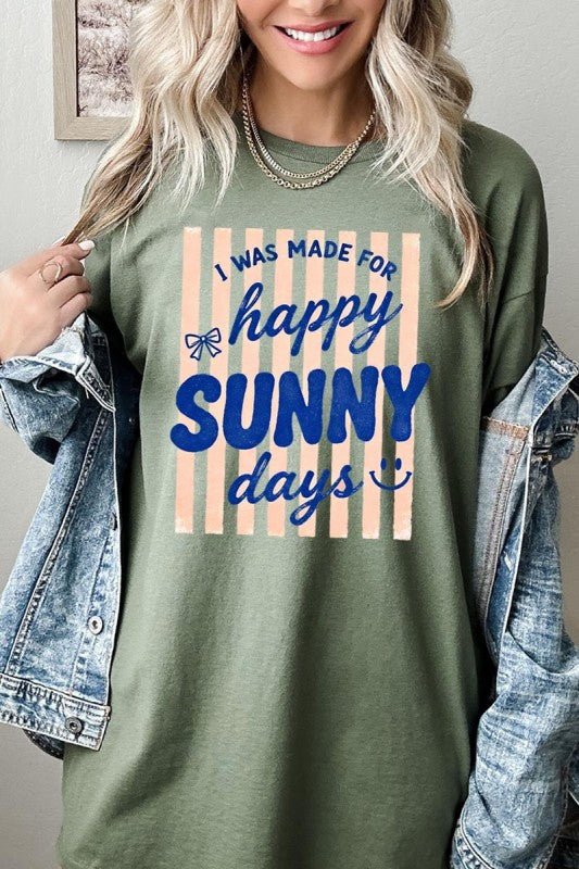Happy Sunny Days Graphic Heavy Cotton Tee - Bitsy Gypsy Boutique