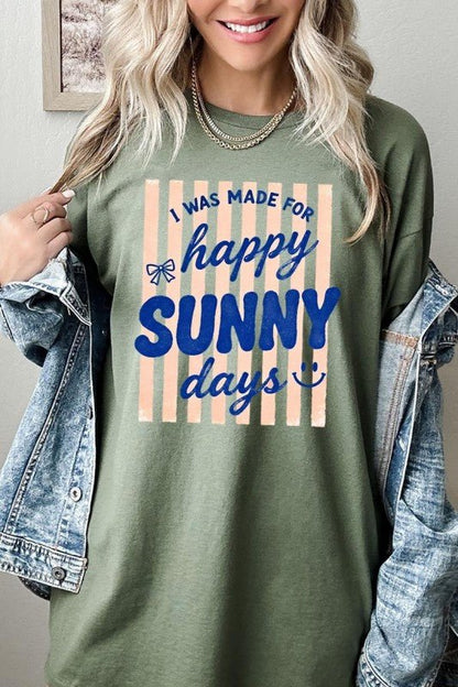 Happy Sunny Days Graphic Heavy Cotton Tee - Bitsy Gypsy Boutique