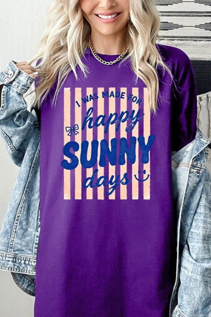 Happy Sunny Days Graphic Heavy Cotton Tee - Bitsy Gypsy Boutique
