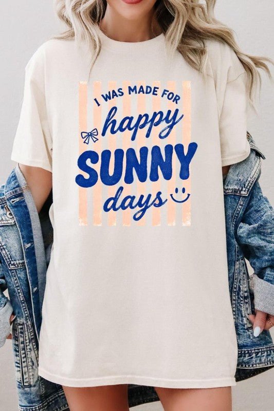 Happy Sunny Days Graphic Heavy Cotton Tee - Bitsy Gypsy Boutique