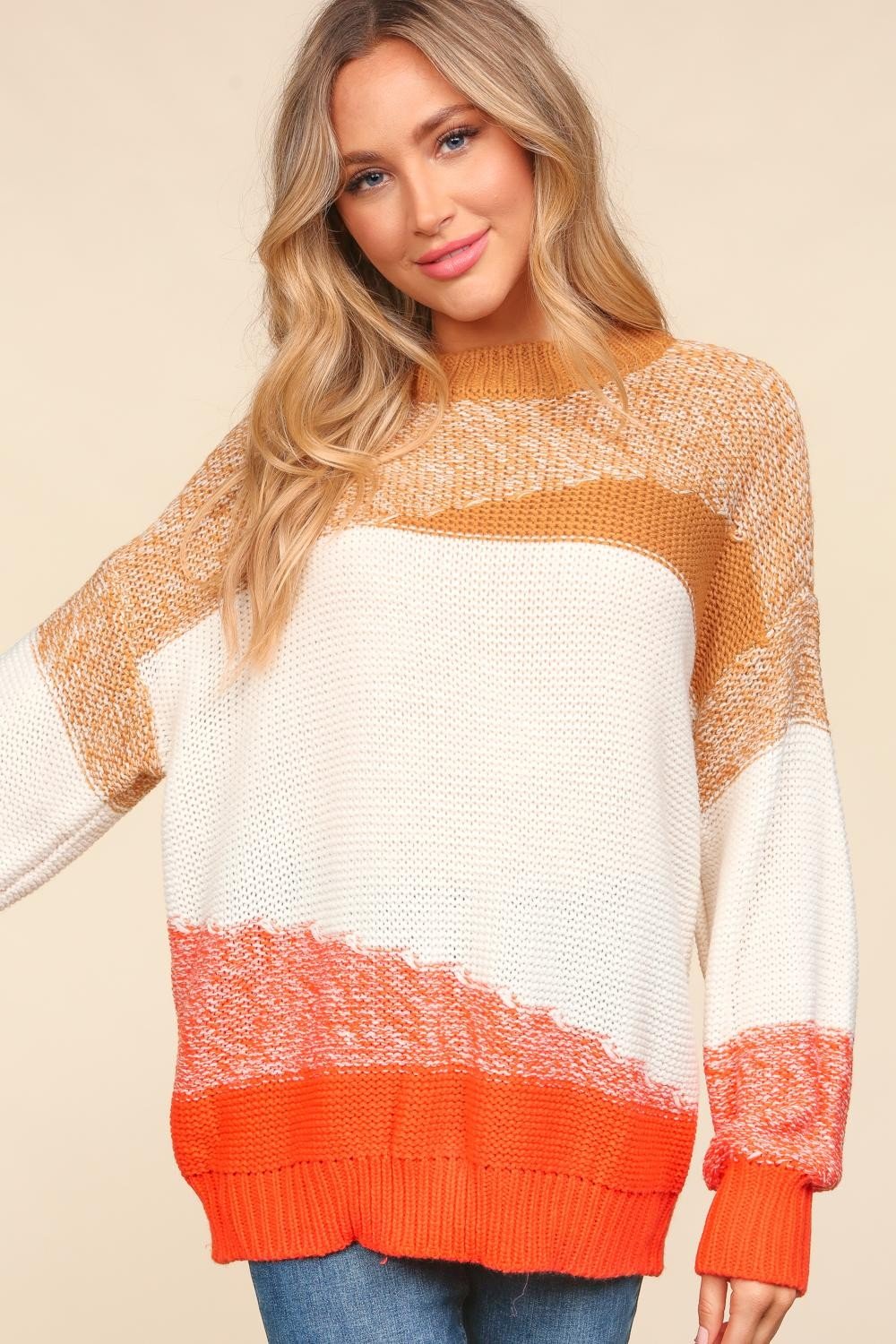 Haptics Color Block Long Sleeve Sweater - Bitsy Gypsy Boutique