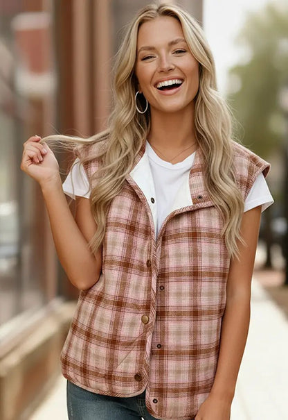 Pretty in Plaid Quilted Puffer Vest by Haptics
