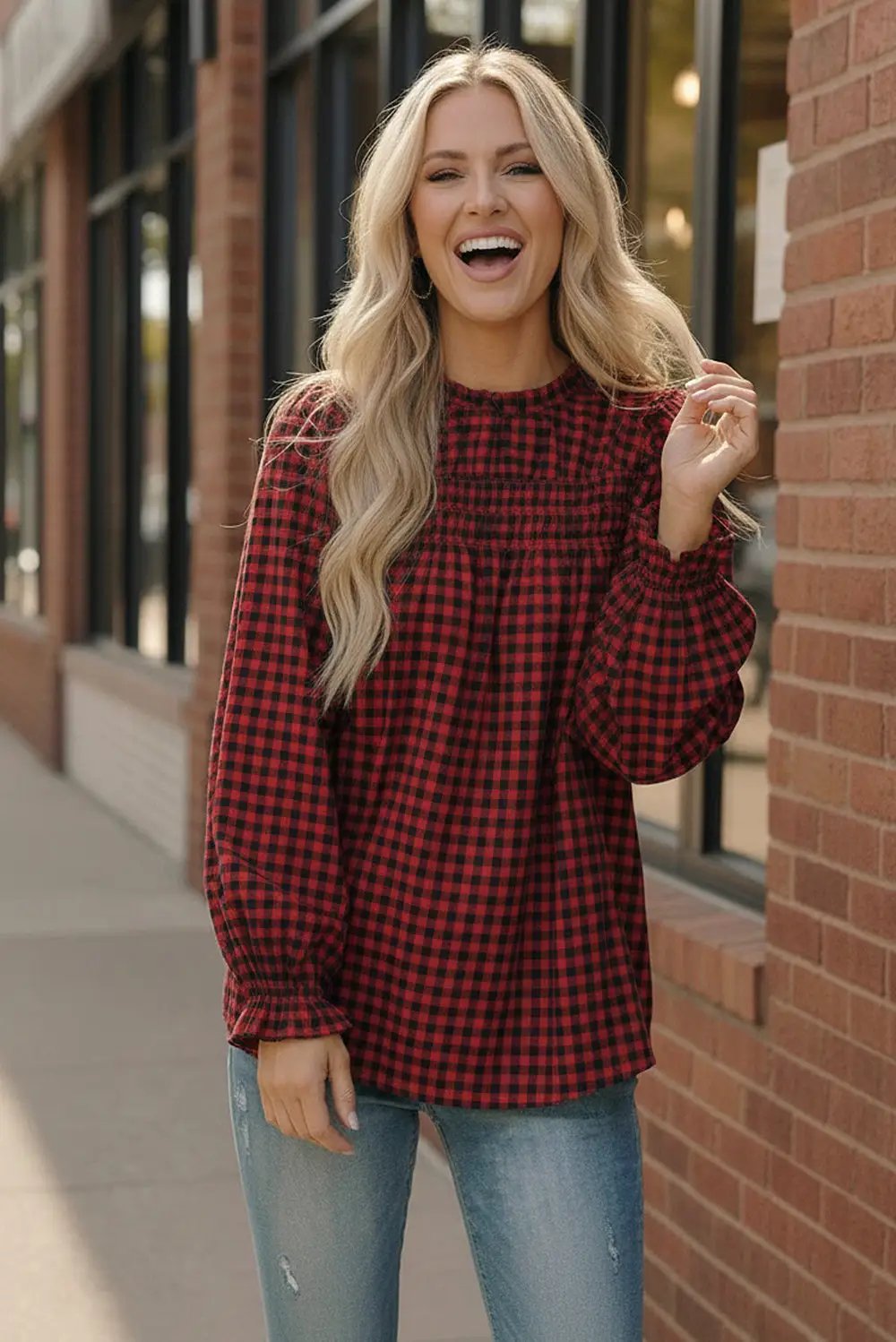 Wildwood Check Red Smock by Haptics
