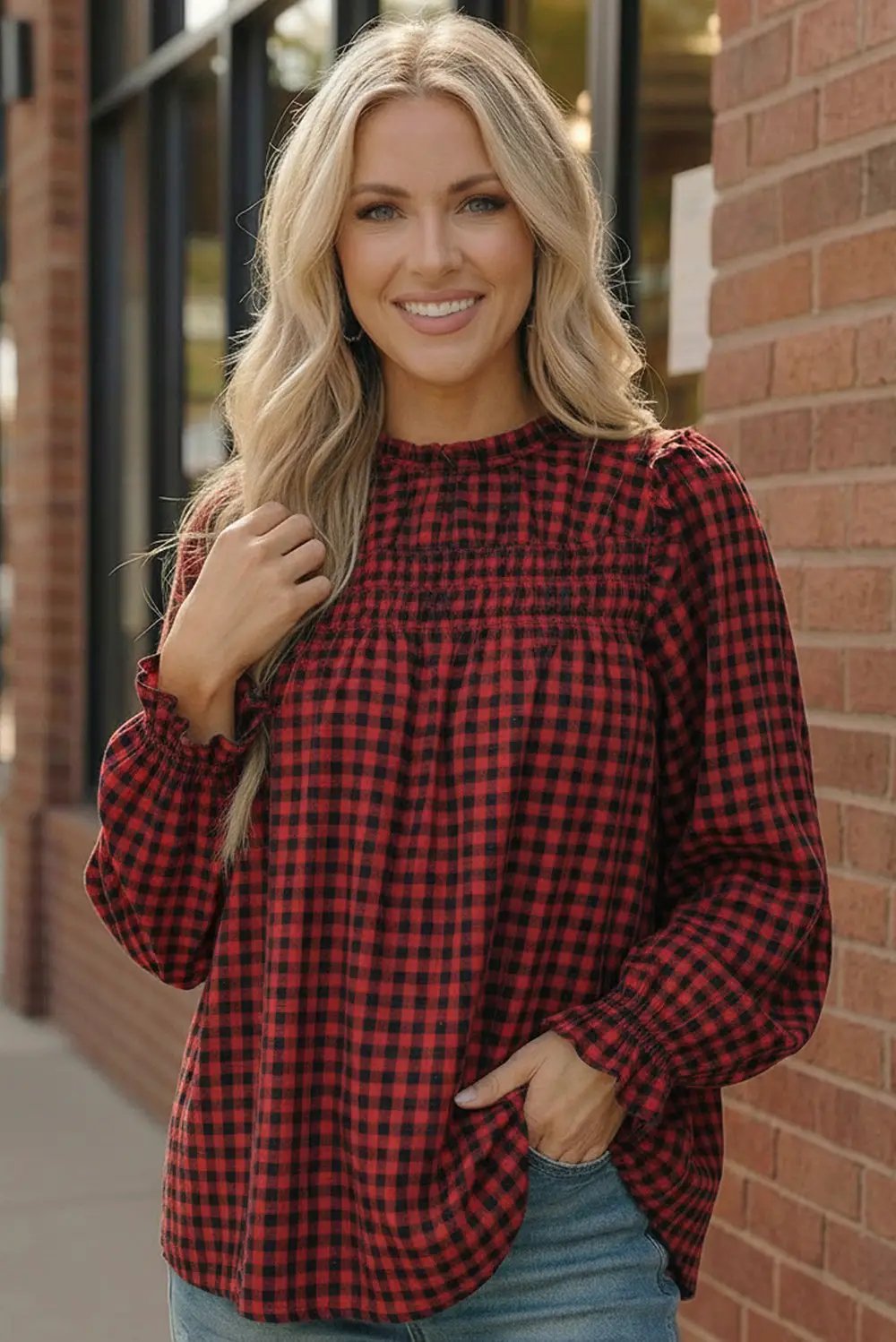 Wildwood Check Red Smock by Haptics