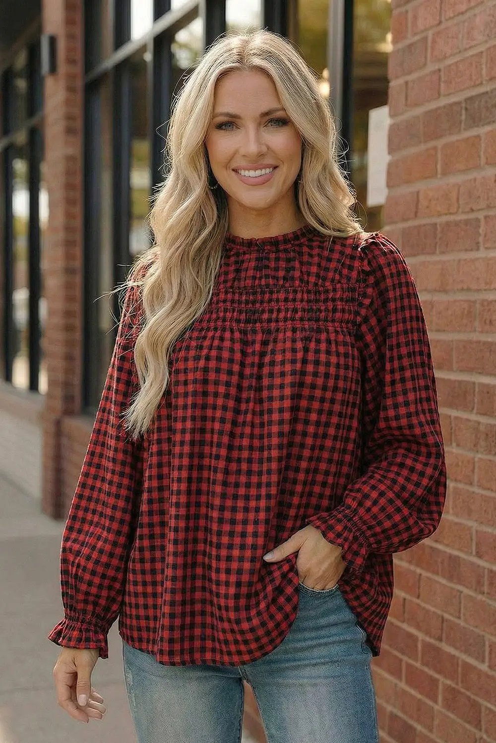 Wildwood Check Red Smock by Haptics