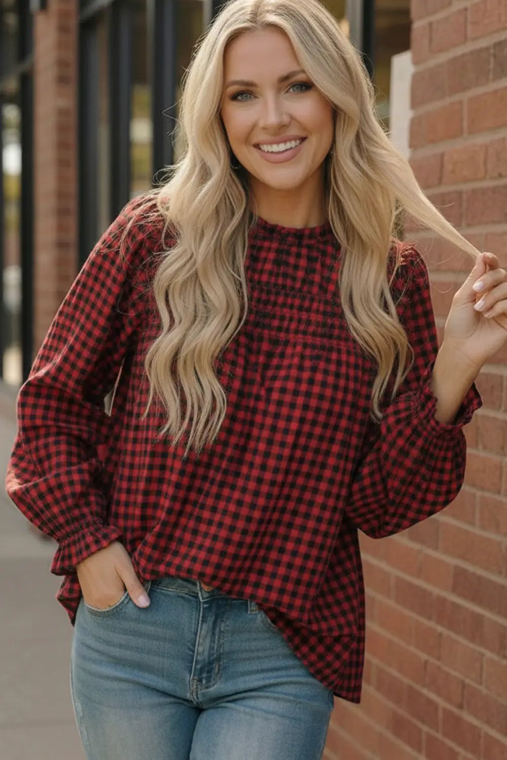 Wildwood Check Red Smock by Haptics