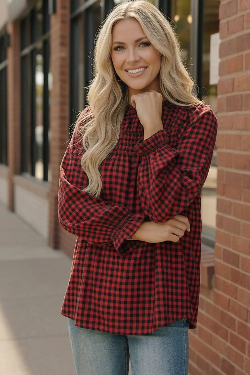 Wildwood Check Red Smock by Haptics