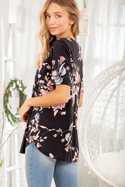 Heimish Full Size Crisscross Neck Floral Babydoll Top Plus Size - Bitsy Gypsy Boutique