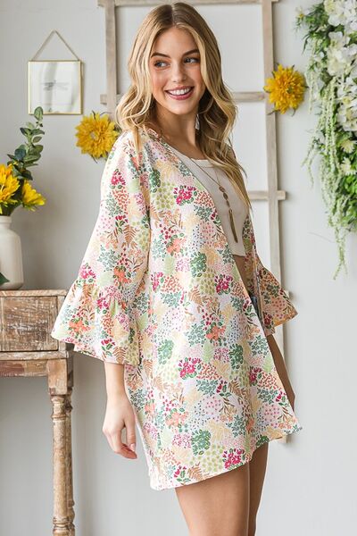 Heimish Full Size Multi Color Floral Open Cardigan Plus Size - Bitsy Gypsy Boutique